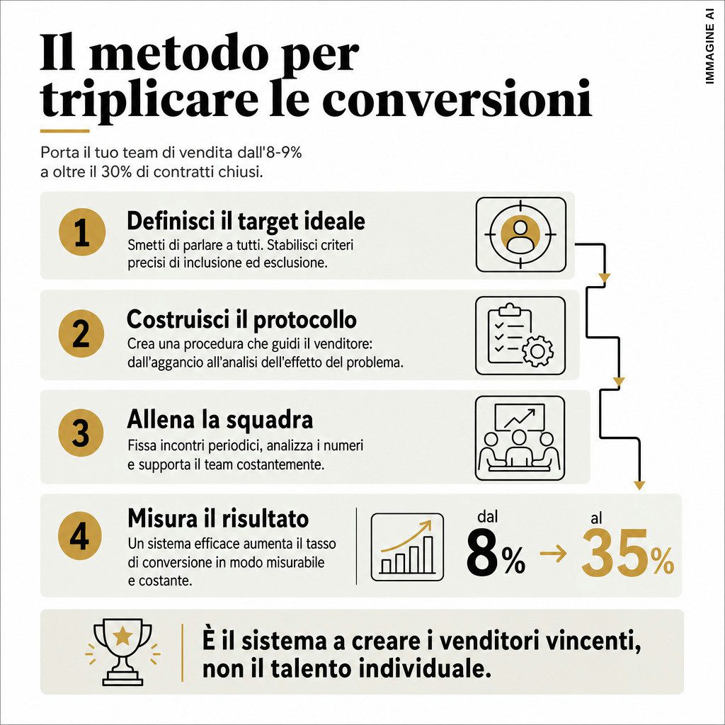 Infografica: Squadra vendita: triplica conversioni con metodo chiaro