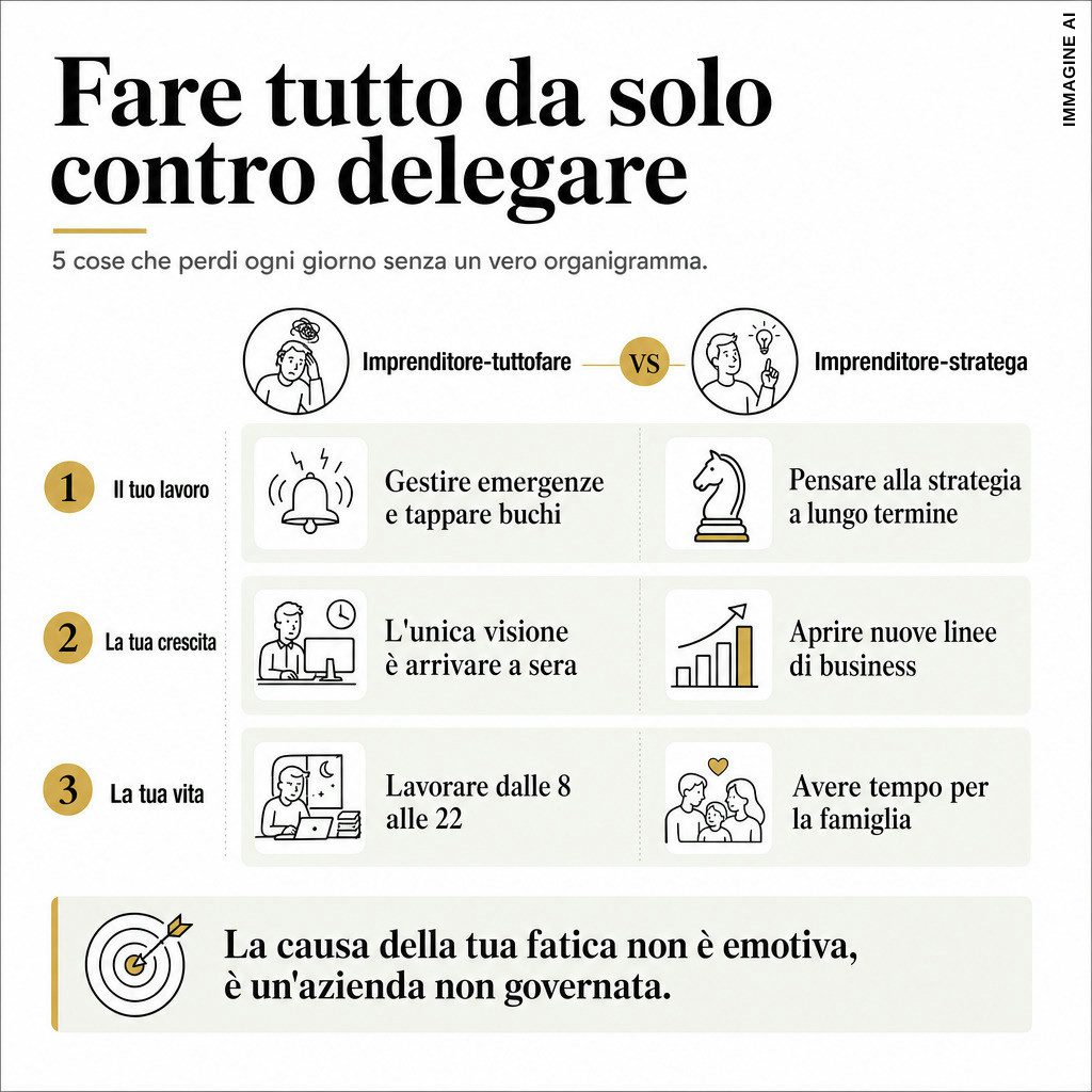Infografica: Organigramma: 5 cose che perdi se non deleghi davvero