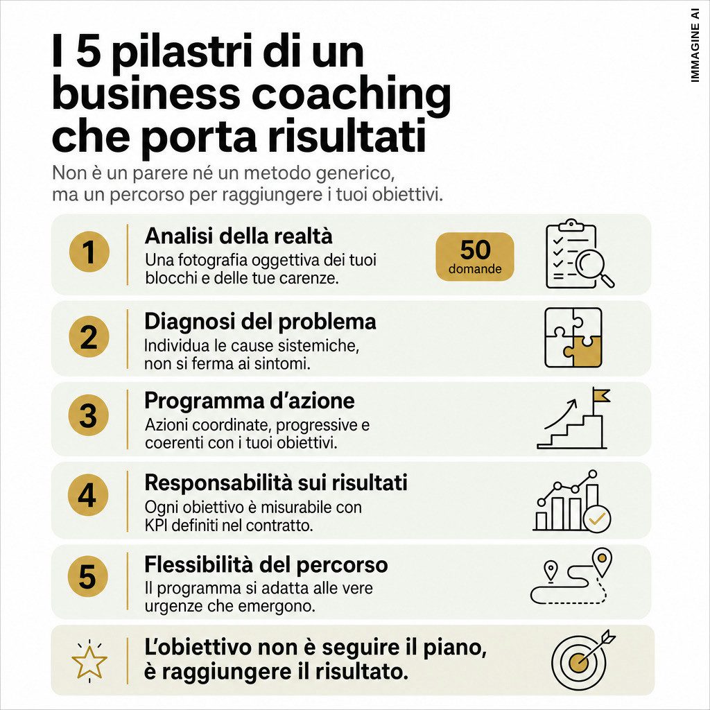 Infografica: Scegliere un business coach: i 5 pilastri per riconoscerlo